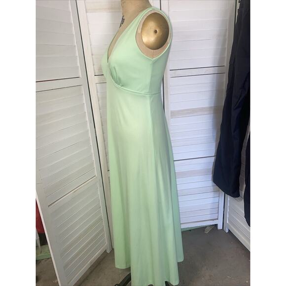 JC Penney 60s 70s Vintage Green Polyester Maxi A-line Dress Sleeveless Medium - Picture 7 of 8